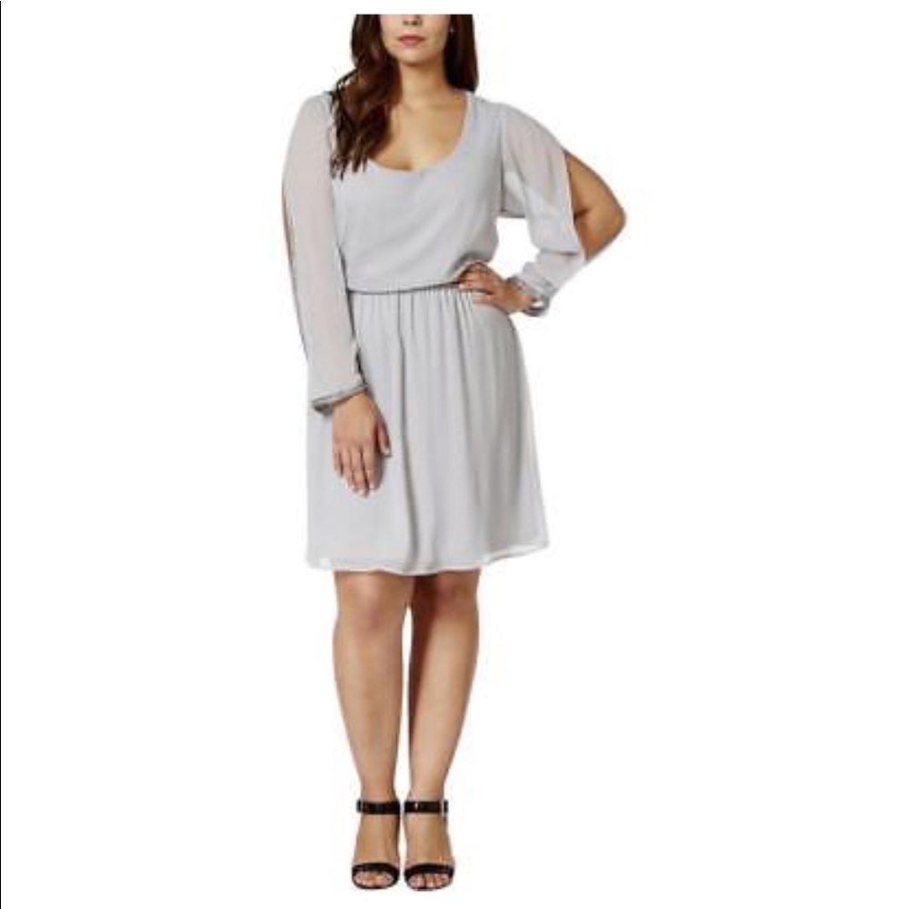 Paper Doll Light Grey Embellished Cuff Dress
